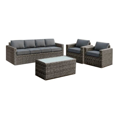 ARIZONA Set-4s Grey/Brown Wicker (Cushions Anthracite)