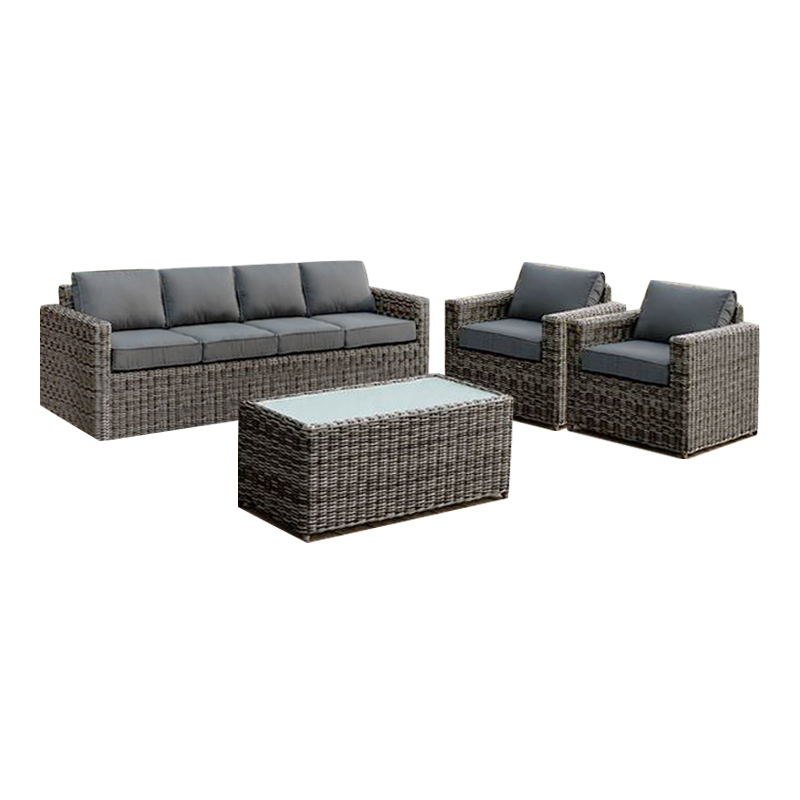 ARIZONA Set-4s Grey/Brown Wicker (Cushions Anthracite)