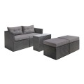 JAKARTA Set K/D Multifunctional (5pcs) Metal, Wicker Black, Cushions Grey