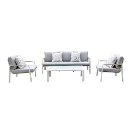 LATINO Set (4pcs) Alu White/Cushions Light Grey