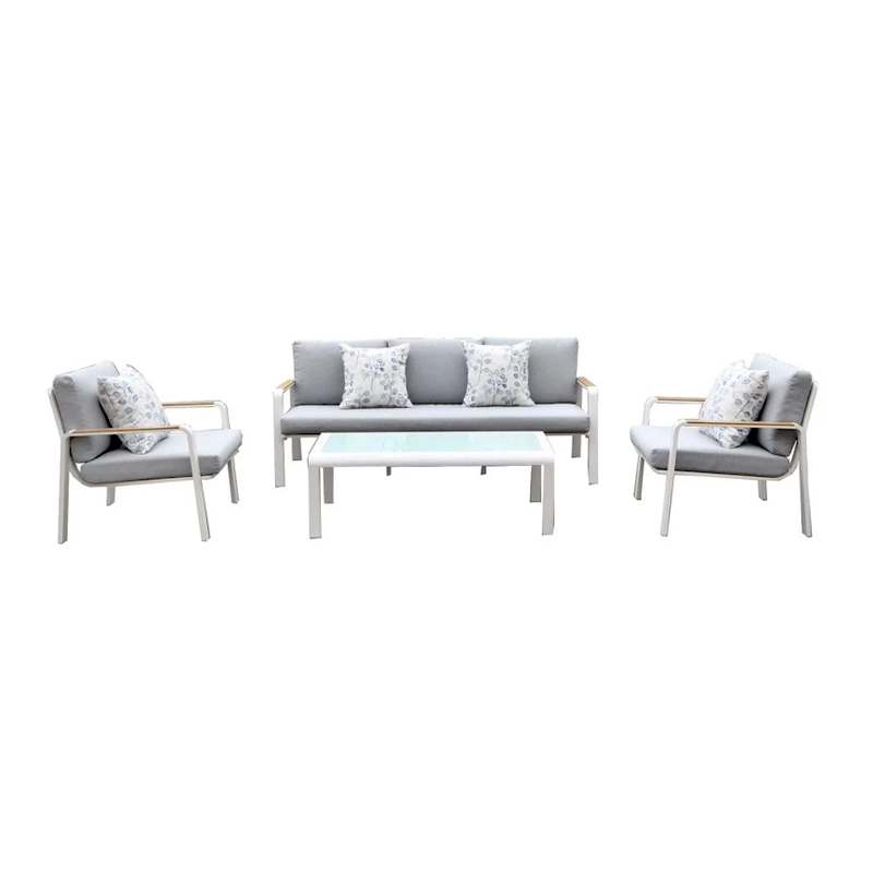 LATINO Set (4pcs) Alu White/Cushions Light Grey