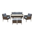 CALIFORNIA Set Steel K/D (6pcs) Twin Wicker Grey/Cushions Grey