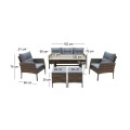 CALIFORNIA Set Steel K/D (6pcs) Twin Wicker Grey/Cushions Grey