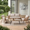 SALSA Alu PLUS Set (4 pcs) Black/Wicker Natural, Cushion Ecru