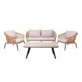 SALSA Alu PLUS Set (4 pcs) Black/Wicker Natural, Cushion Ecru