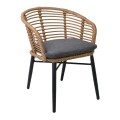 SALSA Alu STACK Armchair Black/Wicker Natural, Cushion Grey