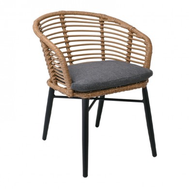 Salsa Alu Stack Πολυθρ. Στοιβαζόμενη Μαύρη/wicker Φυσικό, Μαξ.γκρι