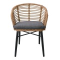 SALSA Alu STACK Armchair Black/Wicker Natural, Cushion Grey