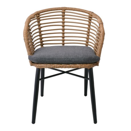 SALSA Alu STACK Armchair Black/Wicker Natural, Cushion Grey
