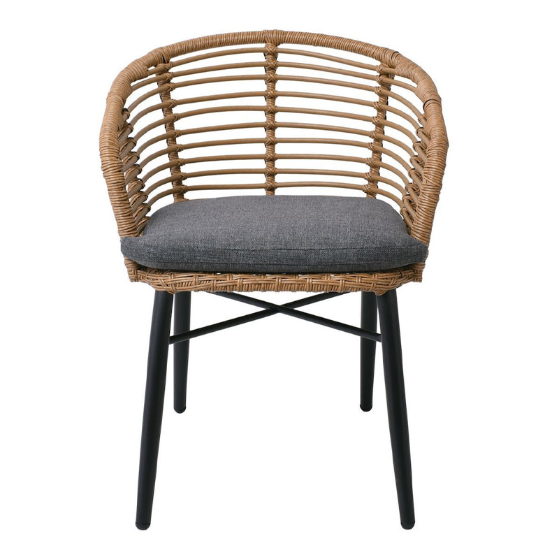 SALSA Alu STACK Armchair Black/Wicker Natural, Cushion Grey