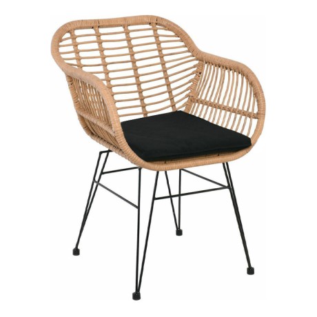 SALSA Armchair Steel Black/Wicker Natural, Cushion Black