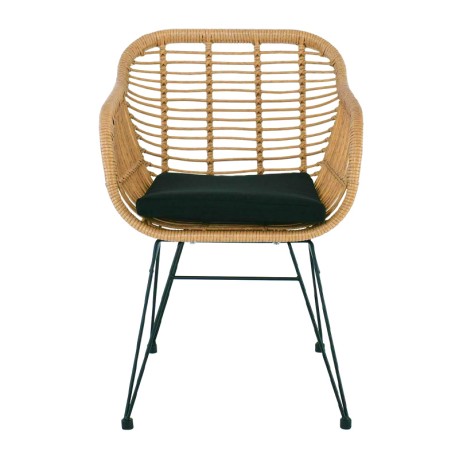 SALSA Armchair Steel Black/Wicker Natural, Cushion Black