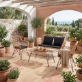 SALSA Set Σαλόνι Κήπου Μεταλ. Μαύρο, Wicker Φυσικό: Τραπέζι + Καναπέ 2Θέσιο + 2 Πολυθρόνες