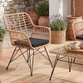 SALSA Set Σαλόνι Κήπου Μεταλ. Μαύρο, Wicker Φυσικό: Τραπέζι + Καναπέ 2Θέσιο + 2 Πολυθρόνες