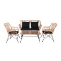 SALSA Set Σαλόνι Κήπου Μεταλ. Μαύρο, Wicker Φυσικό: Τραπέζι + Καναπέ 2Θέσιο + 2 Πολυθρόνες