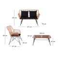SALSA Set Σαλόνι Κήπου Μεταλ. Μαύρο, Wicker Φυσικό: Τραπέζι + Καναπέ 2Θέσιο + 2 Πολυθρόνες