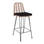 SALSA Bar Stool-Pro with Cushion, Metal Black/Wicker Natural