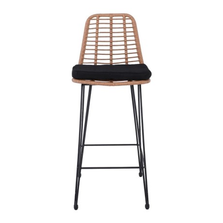 SALSA Bar Stool-Pro with Cushion, Metal Black/Wicker Natural