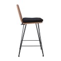 SALSA Bar Stool-Pro with Cushion, Metal Black/Wicker Natural