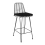 SALSA Bar Stool-Pro with Cushion, Metal Black/Wicker Grey