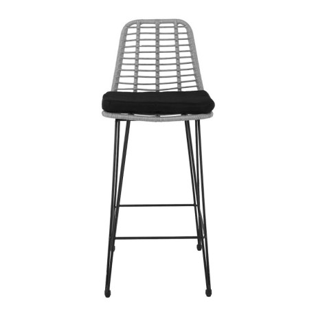 SALSA Bar Stool-Pro with Cushion, Metal Black/Wicker Grey