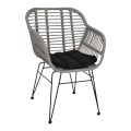 SALSA-W Armchair Steel Black/Wicker Grey, Cushion Black