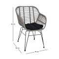 SALSA-W Armchair Steel Black/Wicker Grey, Cushion Black