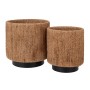 SET 2 BLACK METAL POT WITH JUTE D21X22 D16X16CM