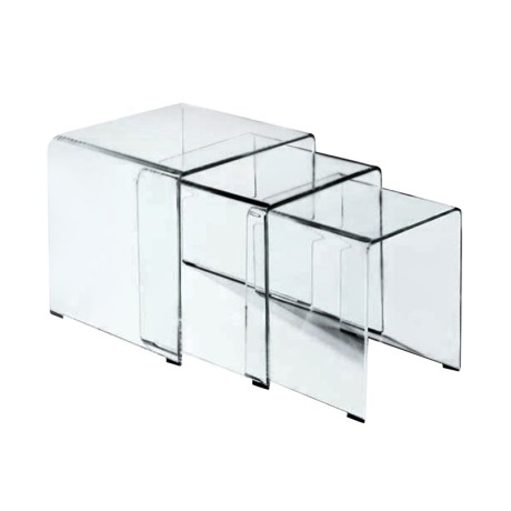 Σετ 3 τεμαχίων Glasser Clear από ενισχυμένο γυαλί 10mm σε χρώμα διαφανές 42X42X42εκ