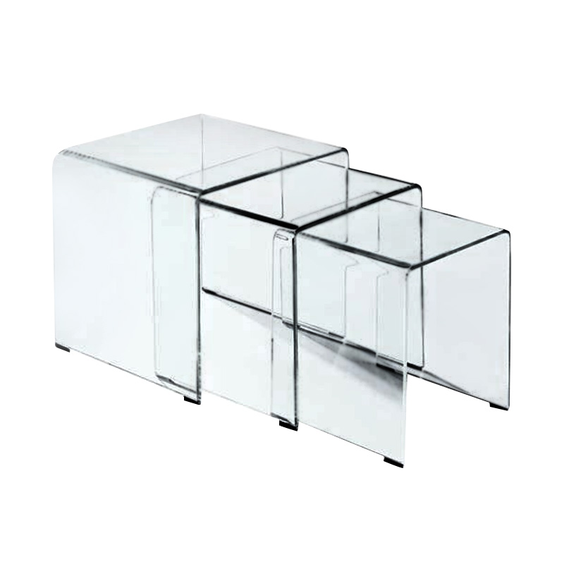 Σετ 3 τεμαχίων Glasser Clear από ενισχυμένο γυαλί 10mm σε χρώμα διαφανές 42X42X42εκ