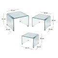 Σετ 3 τεμαχίων Glasser Clear από ενισχυμένο γυαλί 10mm σε χρώμα διαφανές 42X42X42εκ
