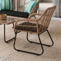 SALSA Set (4 pcs) Steel Black/Wicker Natural, Cushion Black