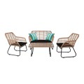 SALSA Set (4 pcs) Steel Black/Wicker Natural, Cushion Black