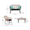 SALSA Set (4 pcs) Steel Black/Wicker Natural, Cushion Black