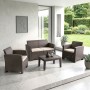 SAVANNA Set K/D (Table+2-Seat Sofa+2 Armchairs) PP-UV Brown/Cushions Grey-White
