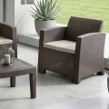 SAVANNA Set K/D (Table+2-Seat Sofa+2 Armchairs) PP-UV Brown/Cushions Grey-White