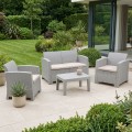 SAVANNA Set K/D (Table+2-Seat Sofa+2 Armchairs) PP-UV Sand Grey/Cushions Beige