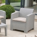 SAVANNA Set K/D (Table+2-Seat Sofa+2 Armchairs) PP-UV Sand Grey/Cushions Beige