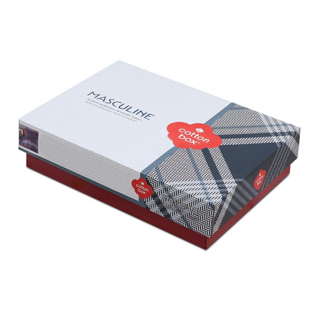 Σετ παπλωματοθήκη Abel Cotton Box 4 τμχ Διπλή (200x220) χρώμα σκούρο μπλε - κόκκινο