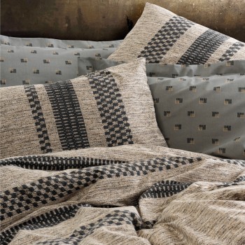 Σετ παπλωματοθήκη Arlo Cotton Box 3 τμχ Μονή (160x220) χρώμα καφέ - γκρι