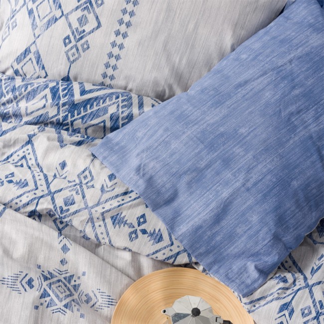 Σετ παπλωματοθήκη Cleo Cotton Box 3 τμχ Μονή (160x220) χρώμα μπλε