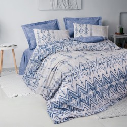 Σετ παπλωματοθήκη Cleo Cotton Box 4 τμχ Διπλή (200x220) χρώμα μπλε
