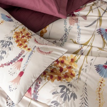 Σετ παπλωματοθήκη Flos Cotton Box 3 τμχ Μονή (160x220) χρώμα μπορντώ