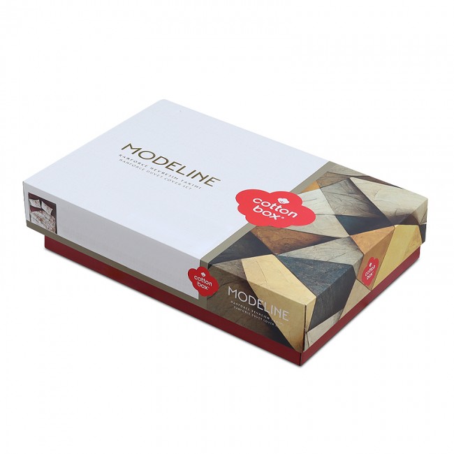 Σετ παπλωματοθήκη Flos Cotton Box 3 τμχ Μονή (160x220) χρώμα μπορντώ