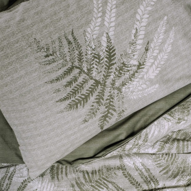 Σετ παπλωματοθήκη Frond Cotton Box 4 τμχ Διπλή (200x220) χρώμα χακί