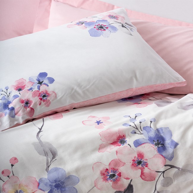 Σετ παπλωματοθήκη Jayda Cotton Box 3 τμχ Μονή (160x220) χρώμα ροζ - λευκό