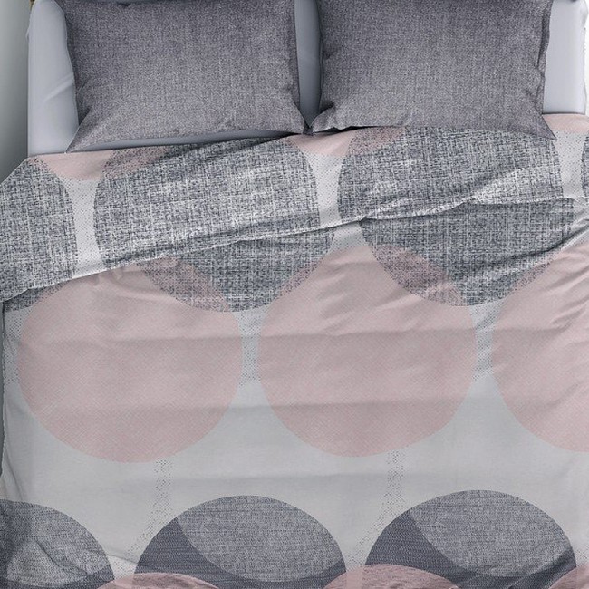 Σετ παπλωματοθήκη Leron Cotton Box 4 τμχ Διπλή (200x220) χρώμα γκρι