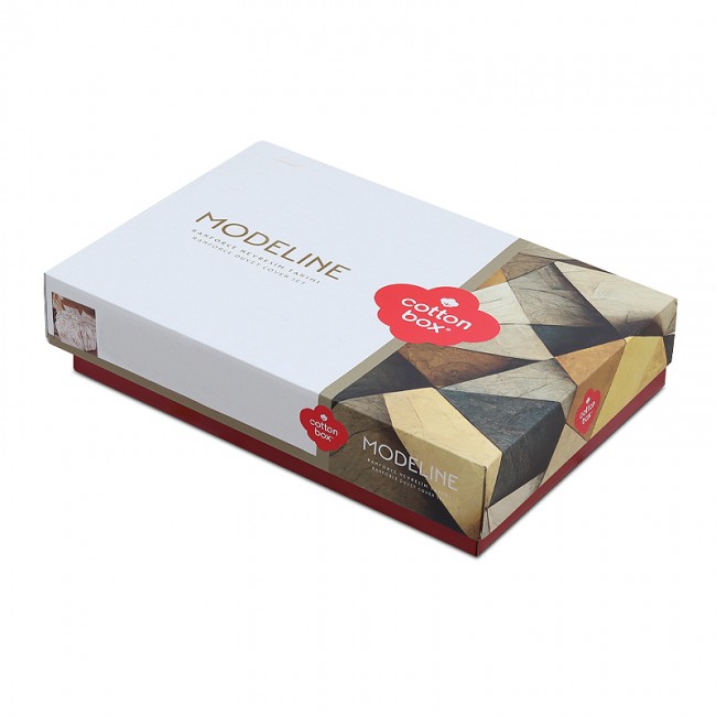 Σετ παπλωματοθήκη Leron Cotton Box 4 τμχ Διπλή (200x220) χρώμα γκρι