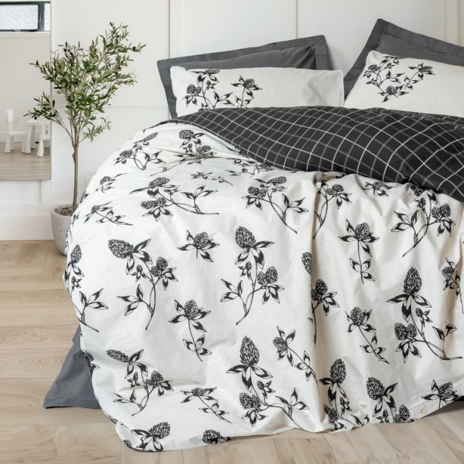 Σετ παπλωματοθήκη Ohia Cotton Box 4 τμχ Διπλή (200x220) χρώμα ανθρακί