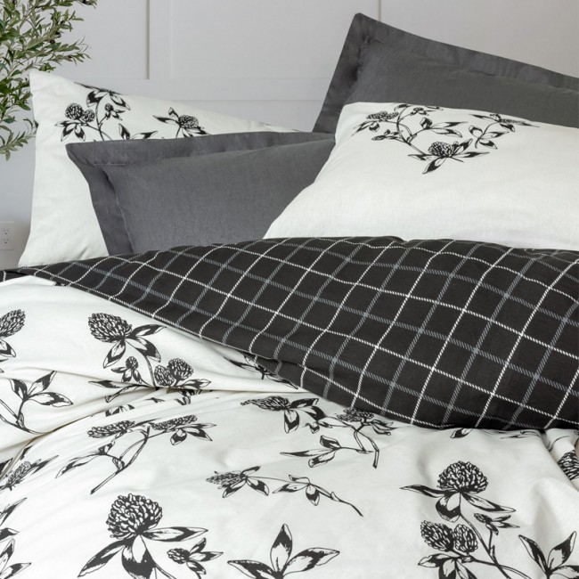 Σετ παπλωματοθήκη Ohia Cotton Box 4 τμχ Διπλή (200x220) χρώμα ανθρακί